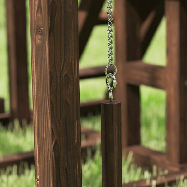 PawHut Area giochi in legno, Posatoio in legno per galline, con altalena, scala, piattaforme, 82 x 60 x 55 cm, marrone | Aosom Italy