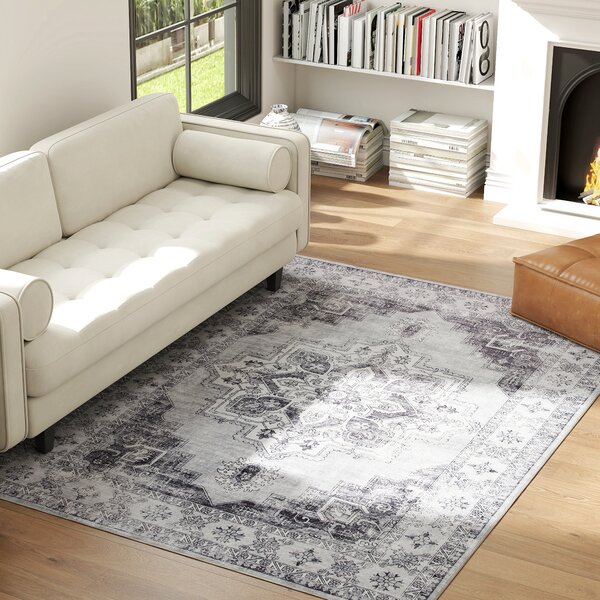 HOMCOM Tappeto lavabile in lavatrice antiscivolo per soggiorno con effetto flanella, 230 x 160cm, Grigio | Aosom Italy