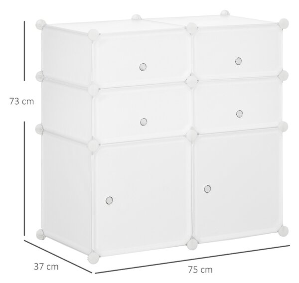 HOMCOM Armadio Modulare Scarpiera in Plastica Guardaroba Scaffale Portascarpe 75×37×73cm Bianco