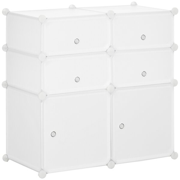 HOMCOM Armadio Modulare Scarpiera in Plastica Guardaroba Scaffale Portascarpe 75×37×73cm Bianco
