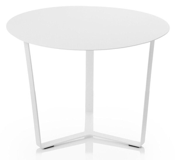 Tavolino Basso da Giardino Ø45 cm Porta Bottiglie in Alluminio Bianco
