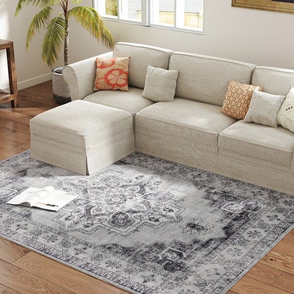HOMCOM Tappeto lavabile in lavatrice antiscivolo per soggiorno con effetto flanella, 230 x 160cm, Grigio | Aosom Italy
