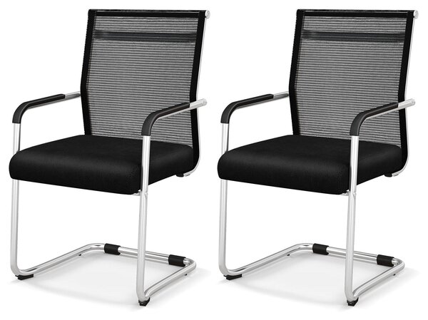 Set di due sedie impilabili, con schienale in rete, struttura in metallo, colore nero