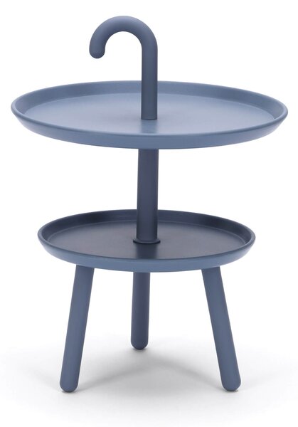 Tavolino da Giardino Ø41x55 cm 2 Ripiani in Polipropilene Grigio