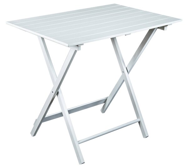 Tavolo da Giardino Pieghevole 80x60x80 cm in Legno Bianco