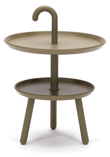 Tavolino da Giardino Ø41x55 cm 2 Ripiani in Polipropilene Verde