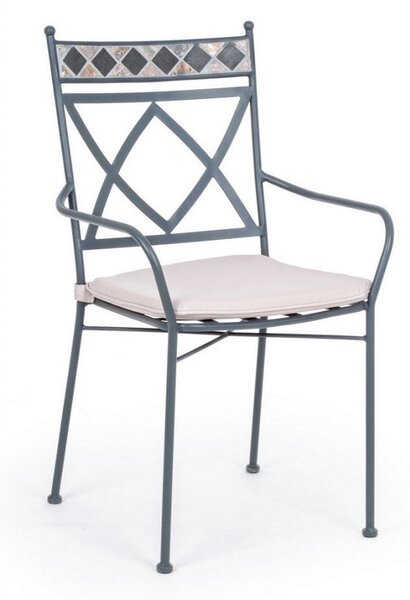 Sedia con Braccioli con Cuscini Berkley in Metallo