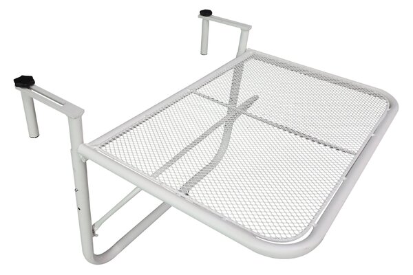 Tavolino Sospeso da Balcone 60x56.5x45 cm Regolabile in Ferro Bianco