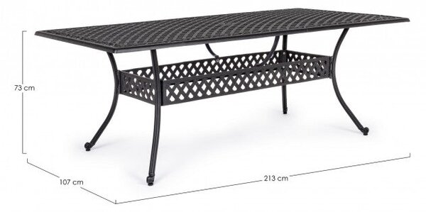 Tavolo Ivrea Rett 213x107 cm Antracite in Alluminio