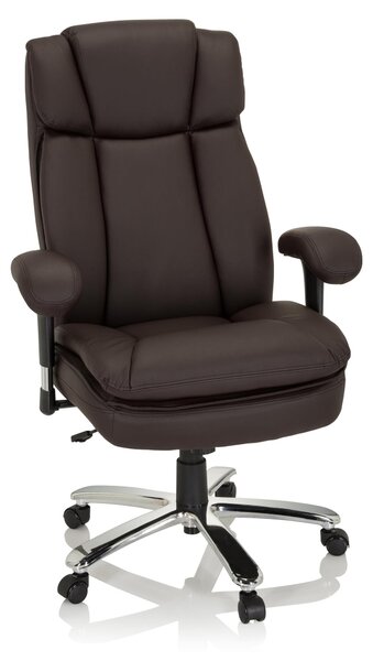 Sedia da ufficio XXL BUILDER XXL, rivestita in ecopelle, color marrone scuro