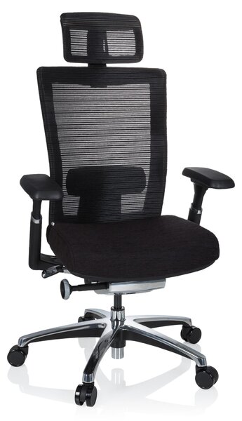 Sedia da ufficio in rete nera, ergonomica, con poggiatesta