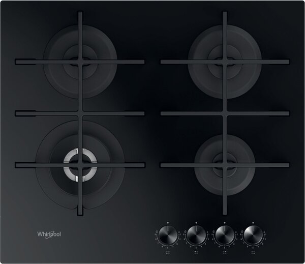 Whirlpool Piano Cottura 4 Fuochi a Gas 60 cm (1 Bruciatore Wok) colore Nero