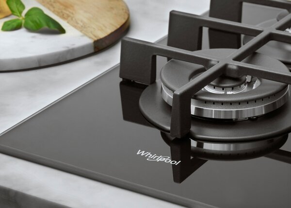 Whirlpool Piano Cottura 4 Fuochi a Gas 60 cm (1 Bruciatore Wok) colore Nero