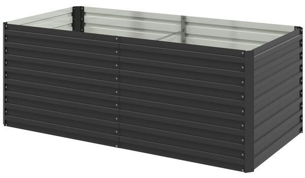 Outsunny Fioriera Rialzata Zincata Rettangolare per Esterno con Fondo Aperto, 160x80x60 cm, Grigio | Aosom Italy