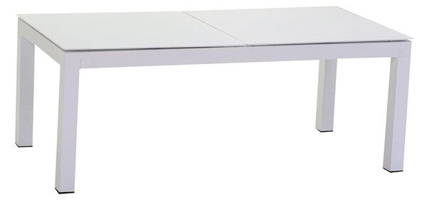 Set da Giardino Divano 2 Poltrone e Tavolino in Polyrattan Pasadena Bianco