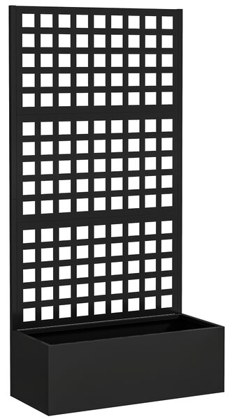 Outsunny Fioriera da Esterno con Spalliera per Rampicanti e Frangivista in Acciaio Zincato, 89x40.5x178 cm, Nero | Aosom Italy