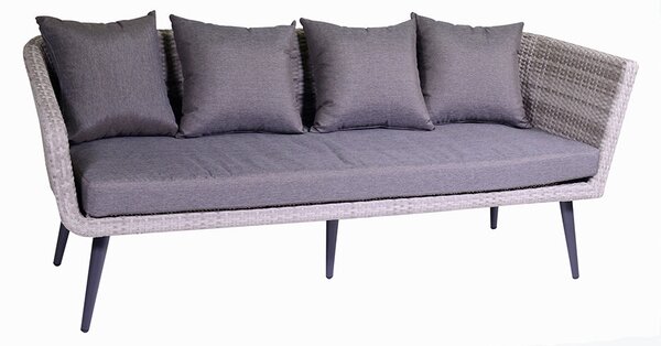 Set da Giardino Divano 5 Posti e Tavolino in Polyrattan Salem Grigio