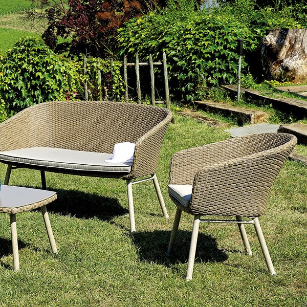 Set da Giardino in Wicker e Alluminio Vorghini Malaga Grigio