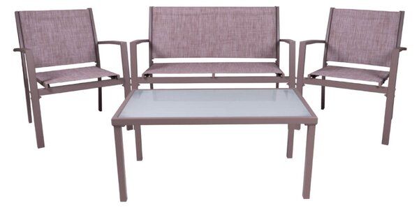 Set da Giardino Divano Poltrone e Tavolino in Metallo Vandi