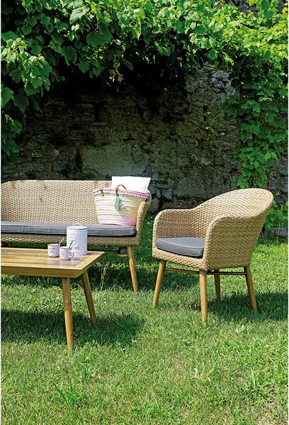 Set da Giardino in Wicker e Alluminio Vorghini Pamplona Grigio