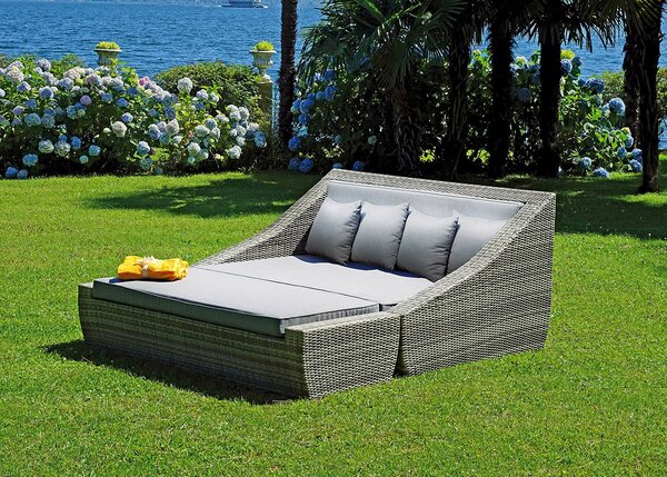 Divano Letto da Esterno in Wicker 3 Posti Vorghini Toledo Tortora