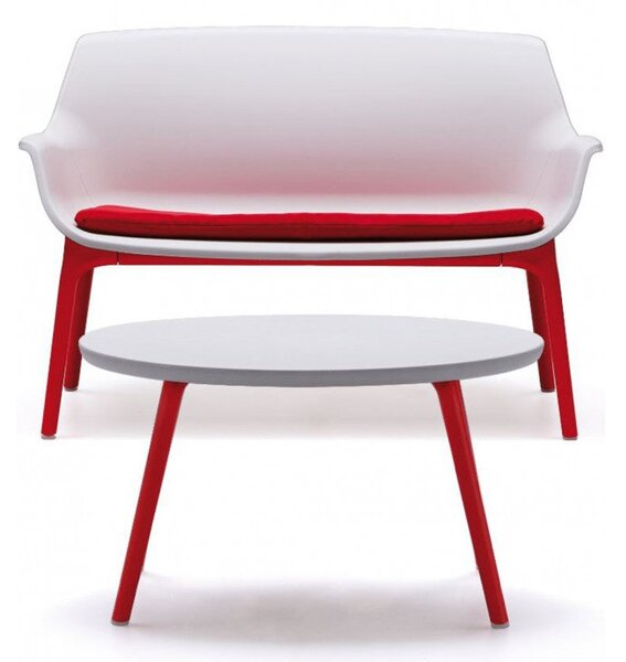 Set da Giardino Divano Poltrone e Tavolino in Polipropilene Vandi Bianco e Rosso