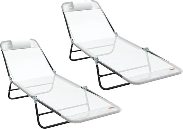 Lettino prendisole pieghevole 2 pcs Crema 182 x 55 x 85,5 cm