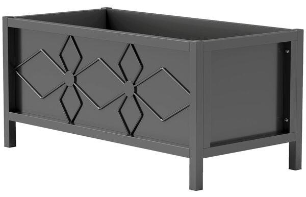 Outsunny Fioriera esterna fioriera rialzata zincata con bordo di sicurezza rettangolare 80 x 40 x 38 cm nero