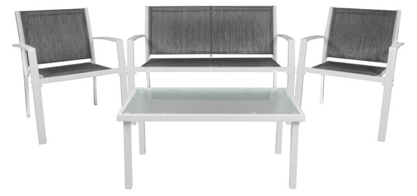 Set da Giardino Divano Poltrone e Tavolino in Metallo Vandi