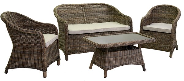 Set Salotto da Giardino in Polyrattan Baltimora Grigio