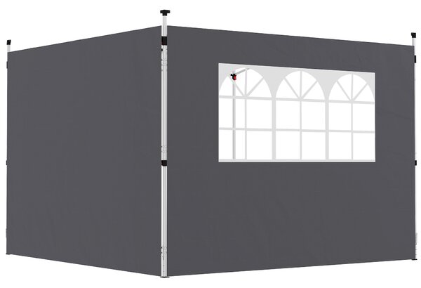 Outsunny Pannelli laterali per gazebo 3 x 3 m pannelli per tenda con finestra set di 2 tessuto Oxford grigio scuro