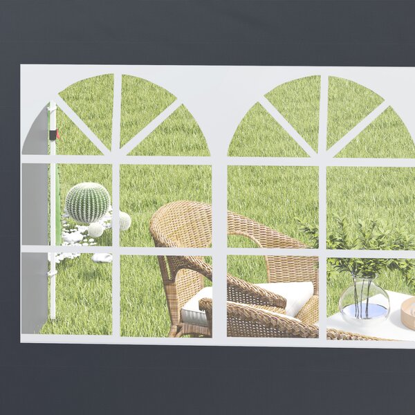 Outsunny Pannelli laterali per gazebo 3 x 3 m pannelli per tenda con finestra set di 2 tessuto Oxford grigio scuro
