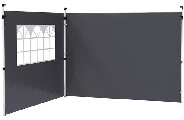 Outsunny Pannelli laterali per gazebo 3 x 3 m pannelli per tenda con finestra set di 2 tessuto Oxford grigio scuro
