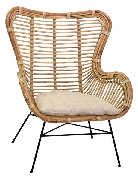 Poltrona da Giardino in Rattan con Cuscino 74x61H88cm Osaka Naturale