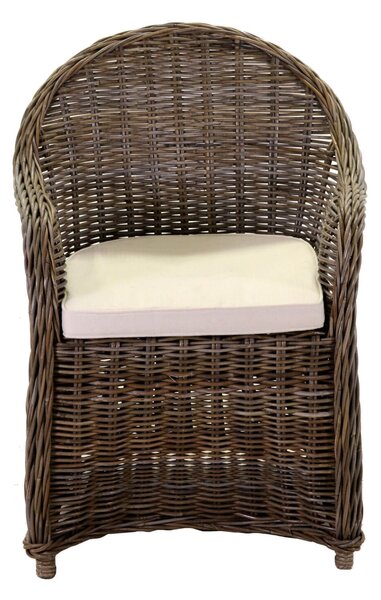 Poltrona da Giardino in Rattan con Cuscino 64x64H50/83cm Roma Grigio