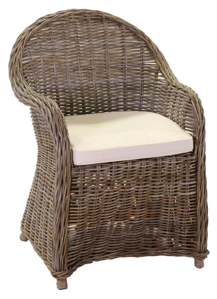 Poltrona da Giardino in Rattan con Cuscino 64x64H50/83cm Roma Grigio