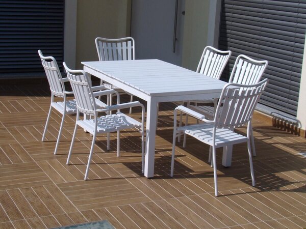 Poltrona da Giardino in Polywood con Schienale Svasato 55x63H93cm Creta Bianca
