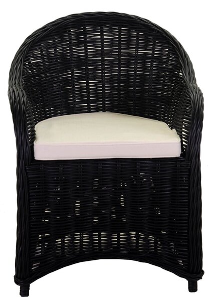 Poltrona da Giardino in Rattan con Cuscino 64x64H50/83cm Roma Nero