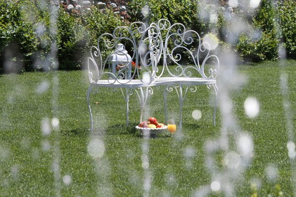 Poltrona Doppia da Giardino in Ferro 125x55H93,5cm Viareggio Bianca