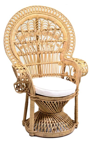 Poltrona da Giardino in Rattan con Cuscino 70x42H103cm Papale Naturale