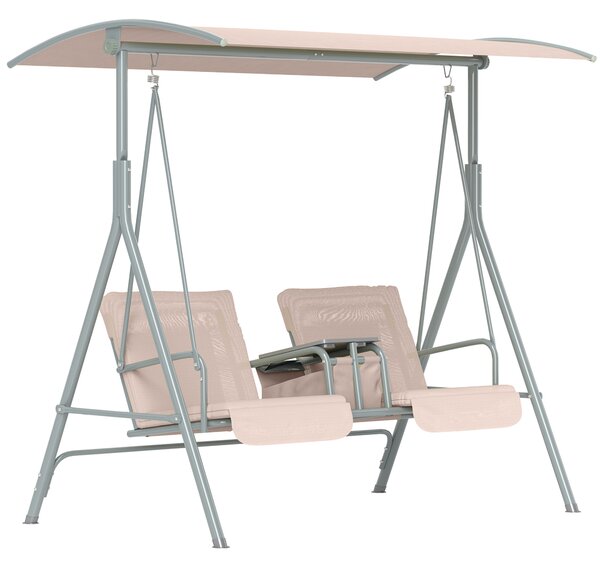 Outsunny Dondolo Hollywood, Dondolo da giardino, Dondolo a 2 posti con tetto parasole, 175 x 112 x 165 cm, Beige