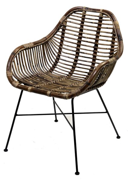 Poltrona da Giardino in Rattan 58x68H83cm Marrone