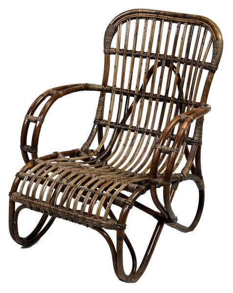 Poltrona da Giardino in Rattan 86x68H82cm con Poggiapiedi Marrone