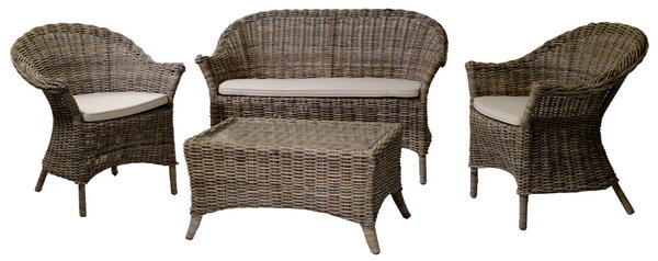 Set Salotto da Giardino 2 Poltrone Tavolino Divano in Rattan Atlantic Grigio