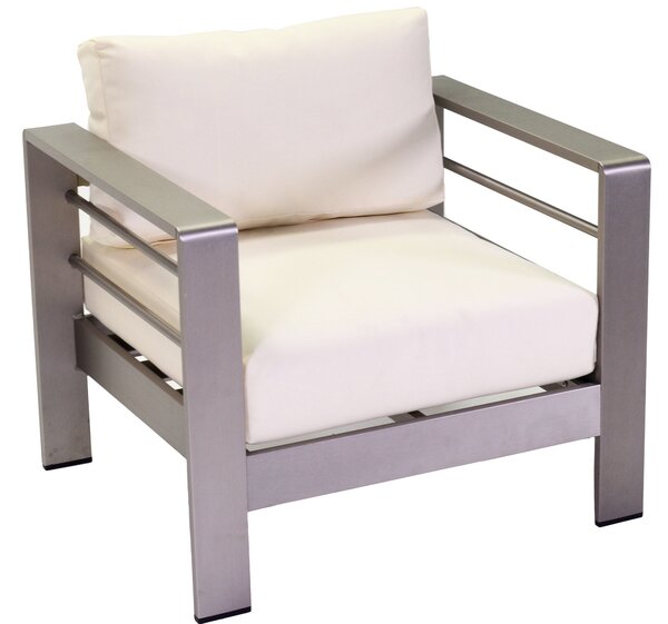 Set da Giardino Divano 2 Poltrone e Tavolino in Alluminio Buffalo Silver Opaco