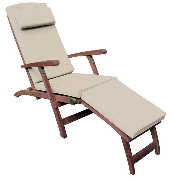 Poltrona Prendisole da Giardino in Legno Teak con Cuscino Vorghini Steamer