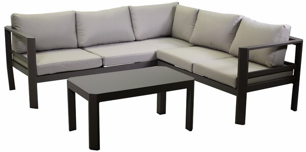 Set Salotto da Giardino Angolare in Alluminio con Tavolino Riverside Tortora