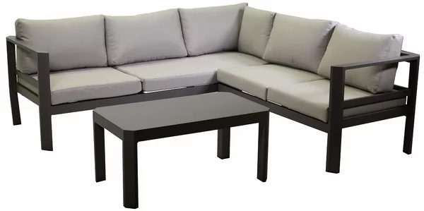 Set Salotto da Giardino Angolare in Alluminio con Tavolino Riverside Tortora