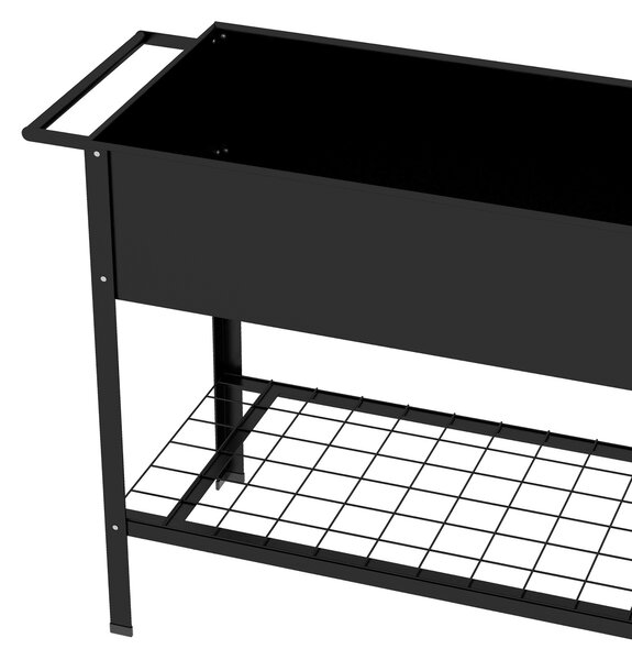 Outsunny Fioriera su Piedi Orto dim. 104L x 39l x 80H cm mensola 2 Ruote + Inserto di irrigazione metallo Nero