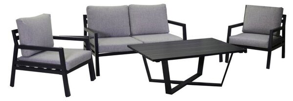 Set Salotto da Giardino in Alluminio Divano 2 Poltrone e Tavolino Irvine Grigio